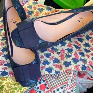 J. Crew Women's Dark Blue Flats with Bow